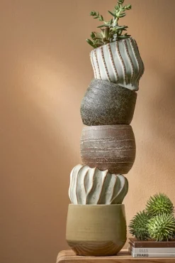 Glazed off-white ceramic decorative pot