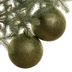 Glittery green Christmas balls, 6″