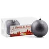 Glittery pewter Christmas balls, 6″