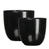 Glossy black ceramic plant pot