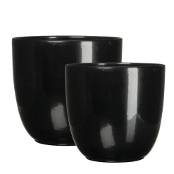 Glossy black ceramic plant pot