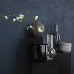 Glossy black ceramic plant pot