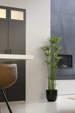 Glossy black ceramic plant pot