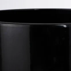 Glossy black ceramic plant pot