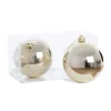 Glossy champagne Christmas baubles, 5,5"