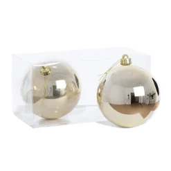 Glossy champagne Christmas baubles, 5,5"