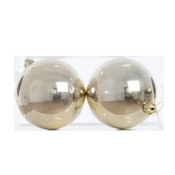 Glossy champagne Christmas baubles, 5,5"
