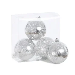 Glossy silver mercury Christmas ornaments, 4"