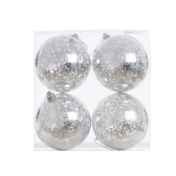 Glossy silver mercury  Christmas ornaments, 4"