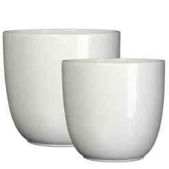 Glossy white ceramic plant pot