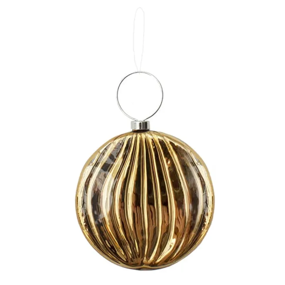 Gold flat disc glass ornament, 3,5″