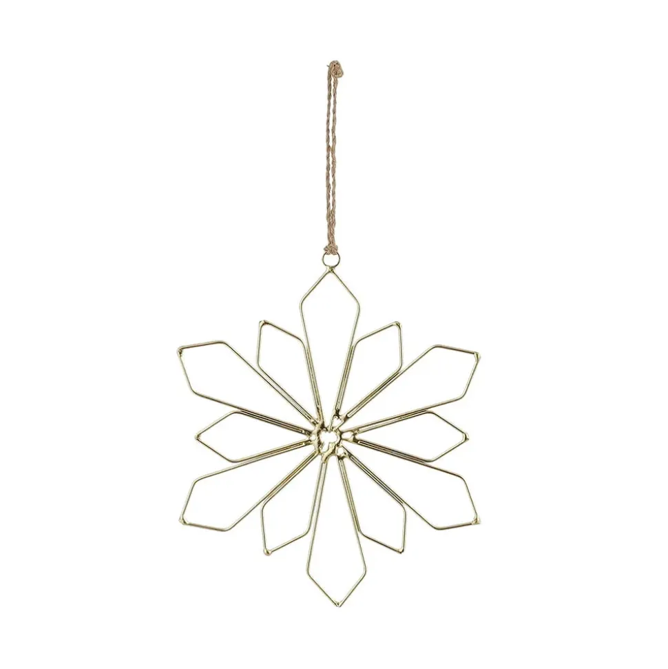 Gold metal Christmas snowflake ornament, 6,5"