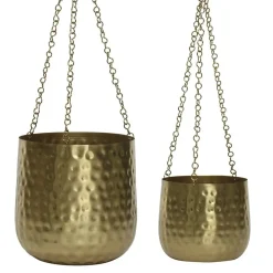 Gold metal hanging planter