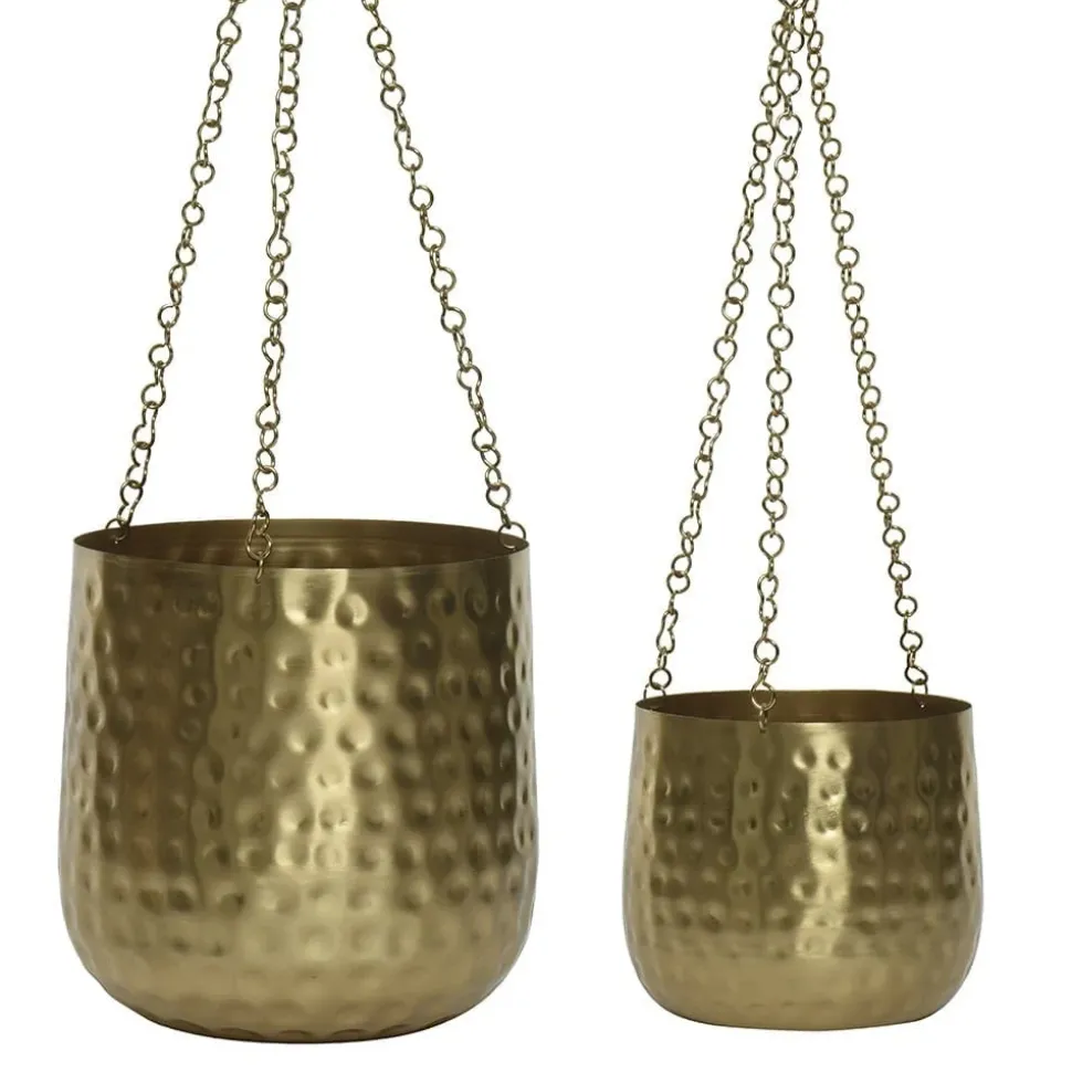 Gold metal hanging planter
