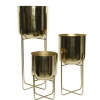 Gold planter on metal stand