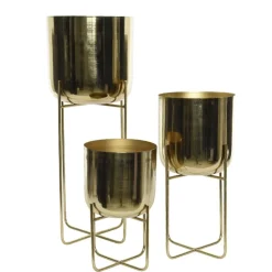Gold planter on metal stand