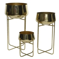Gold round pot on metal stand