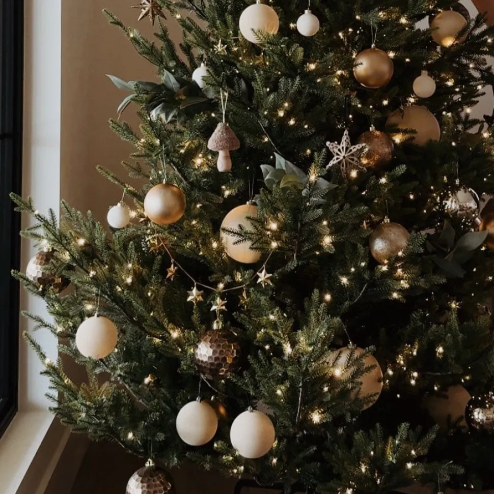 Gold star Christmas garland, 39,5"