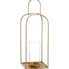 Gold steel pillar candleholder, 16"