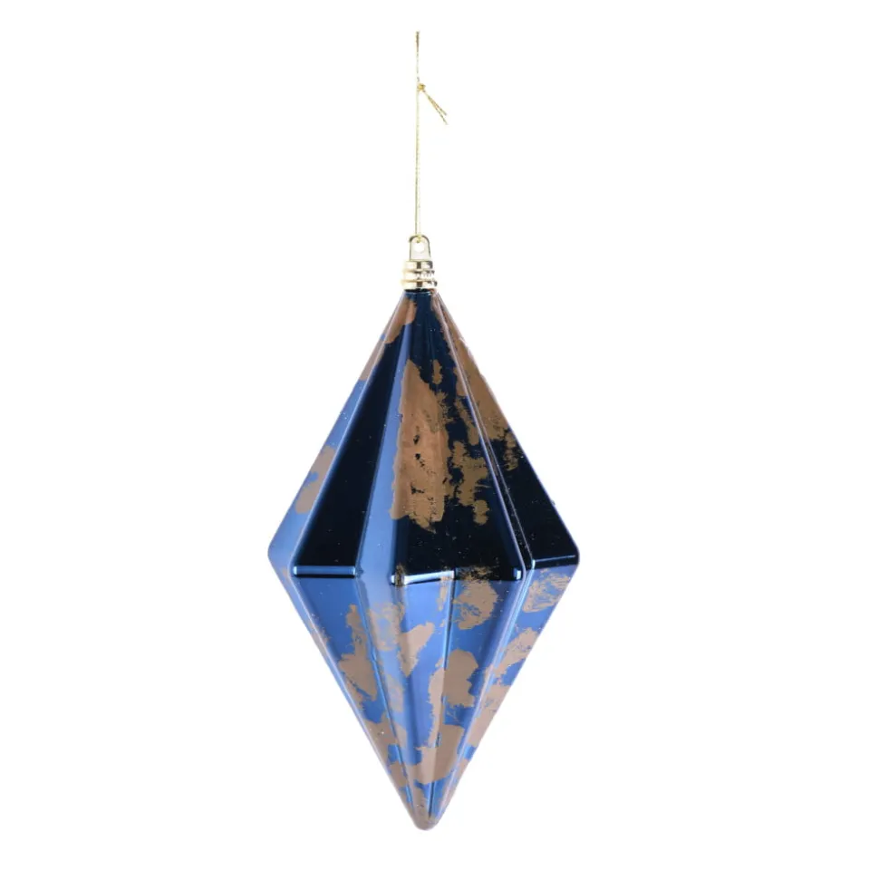 Golden blue prism ornament, 8"