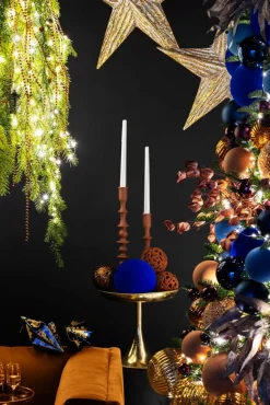 Golden blue prism ornament, 8"