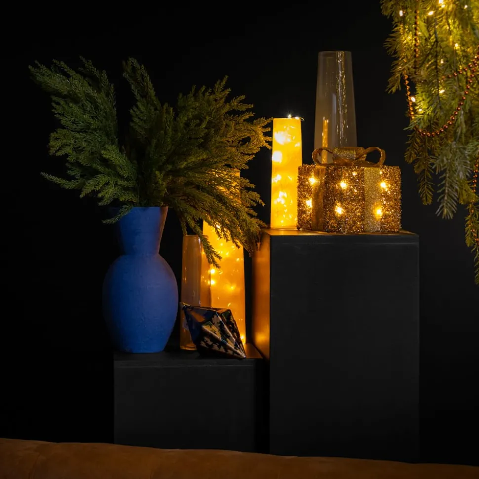 Golden blue prism ornament, 8"