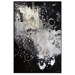 Golden bubbles abstract wall art, 32 x 47″