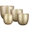 Golden round ceramic plant pot