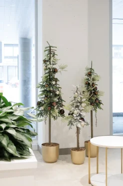 Golden round ceramic plant pot