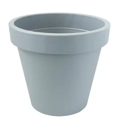 Grand pot extérieur en plastique gris, 19,5 x 19″
