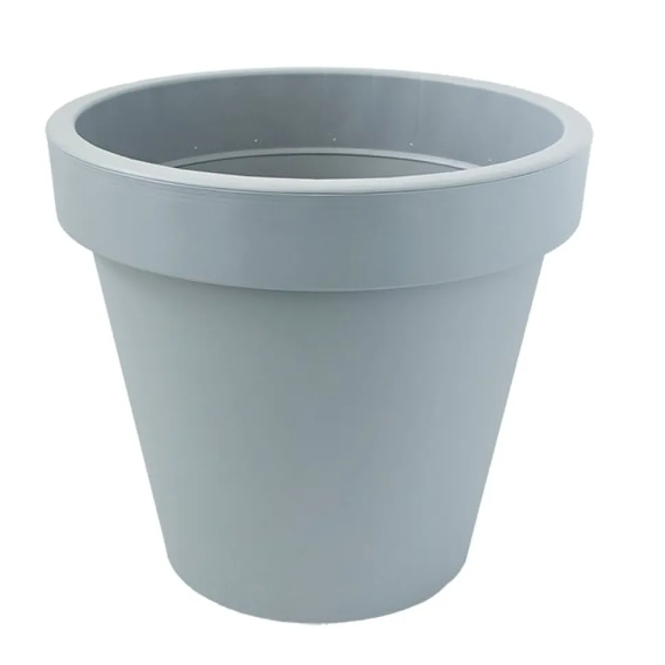 Grand pot extérieur en plastique gris, 19,5 x 19″