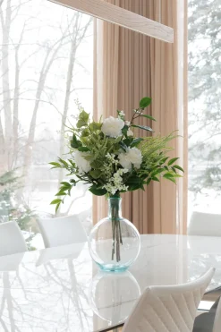 Green and white floral arrangement