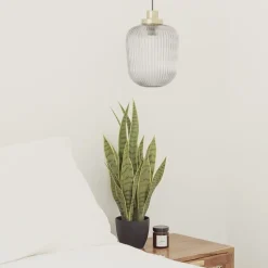 Green and yellow artificial sansevieria, 24″