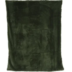 Green faux fur throw, 51 x 67″