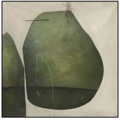 Green geometric wall art, 40 x 40″