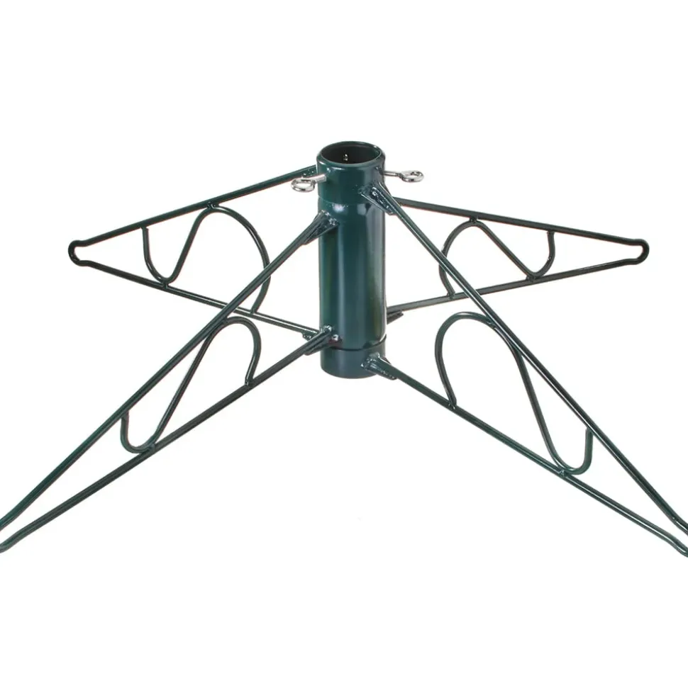 Green metal Christmas tree stand, 7 x 34″