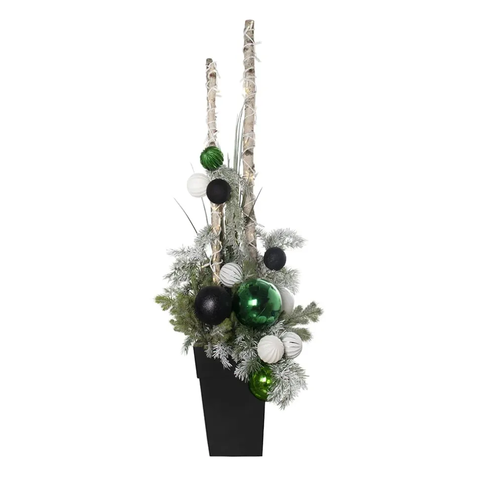 Green pre-lit outdoor Christmas arrangement, 70 x 24″