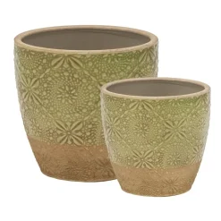 Green textured cement planter