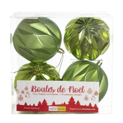 Green textured Christmas ornaments, 4″