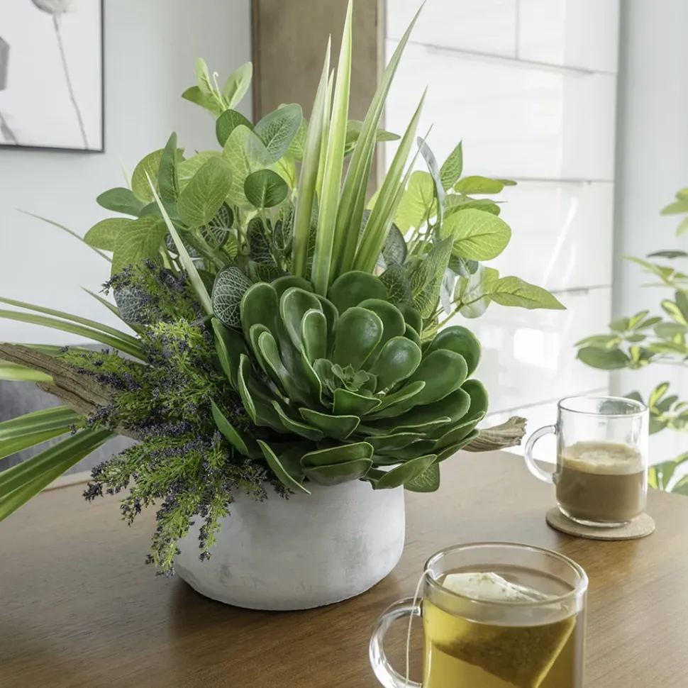 Grey cement pot, 4 x 7,5"