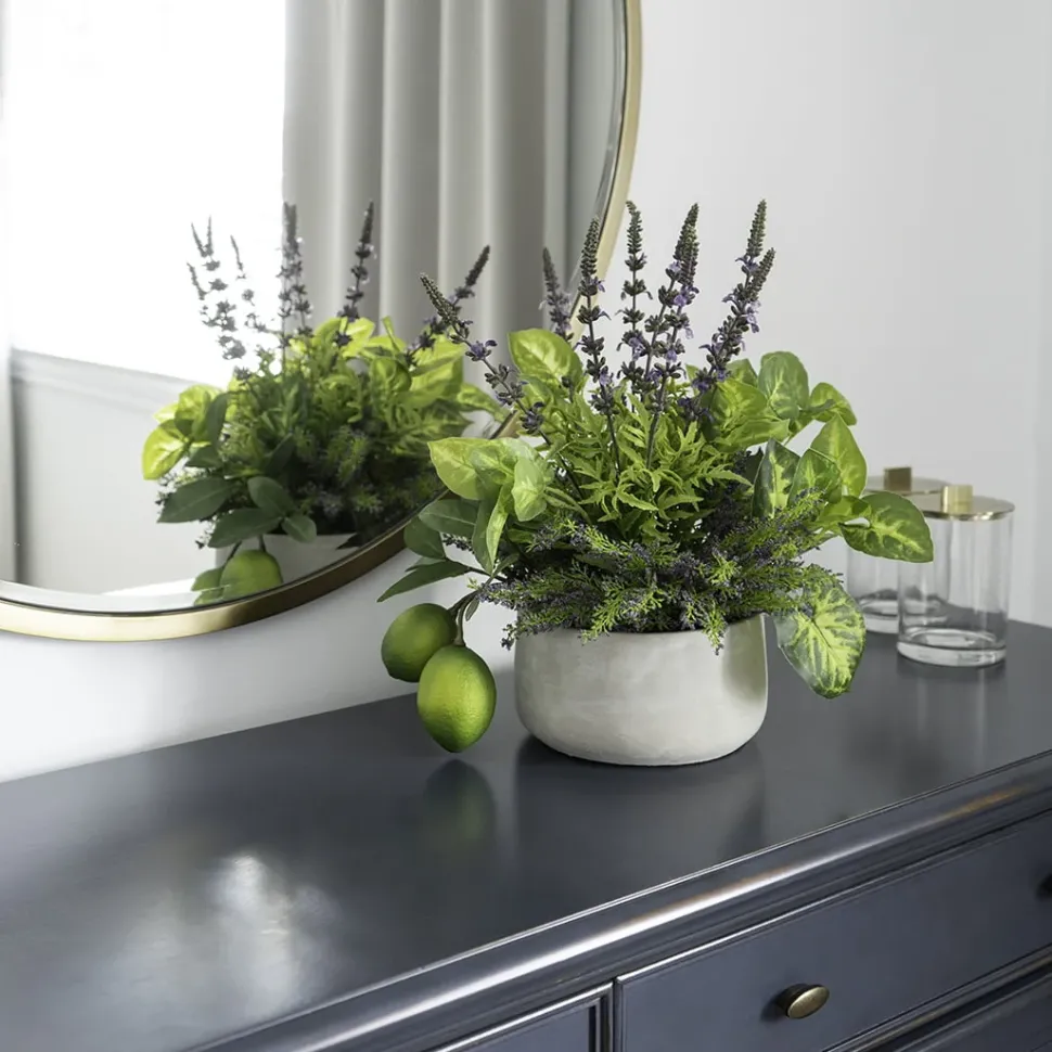 Grey cement pot, 4 x 7,5"