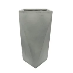 Grey geometric cement pot, 24 x 12"