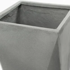 Grey geometric cement pot, 24 x 12"