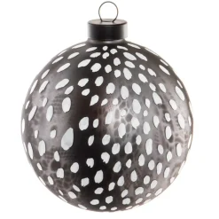 Grey glass speckled Christmas bauble, 4"