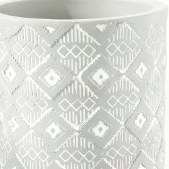 Grey patterned standing planter, 16 x 8,5"
