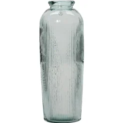 Grey striped recycled glass flower vase, 27,5 x 12"