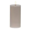 Grey wax LED candle, 6 x 3"