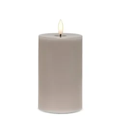 Grey wax LED candle, 5 x 3"