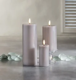 Grey wax LED candle, 5 x 3"