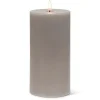 Grey wax LED candle, 8 x 4"